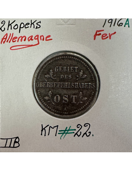 ALLEMAGNE - 2 KOPEKS 1916 A - Pièce de Monnaie en Fer // Qualité : TTB