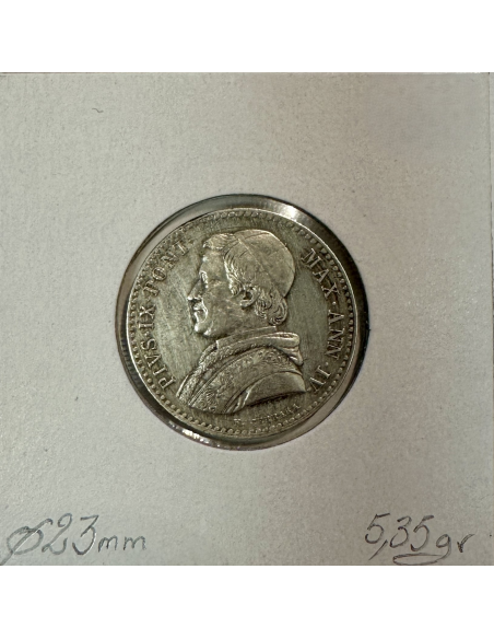 VATICAN - 20 BAIOCCHI 1850 R (Pape PIE IX) Monnaie en Argent / Qualité : TTB