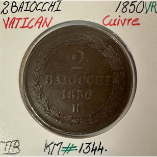 VATICAN - 2 BAIOCCHI 1850 VR - Monnaie en Cuivre //...