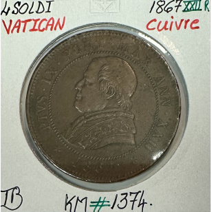 VATICAN - 4 SOLDI 1867 XXII R - Monnaie en Cuivre //...