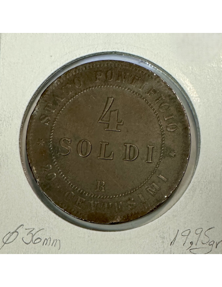 VATICAN - 4 SOLDI 1867 XXII R - Monnaie en Cuivre // Qualité : TB