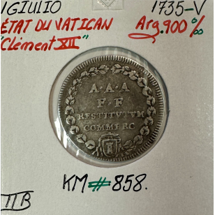 VATICAN - 1 GIULIO 1735 V - Pièce de Monnaie en Argent //...