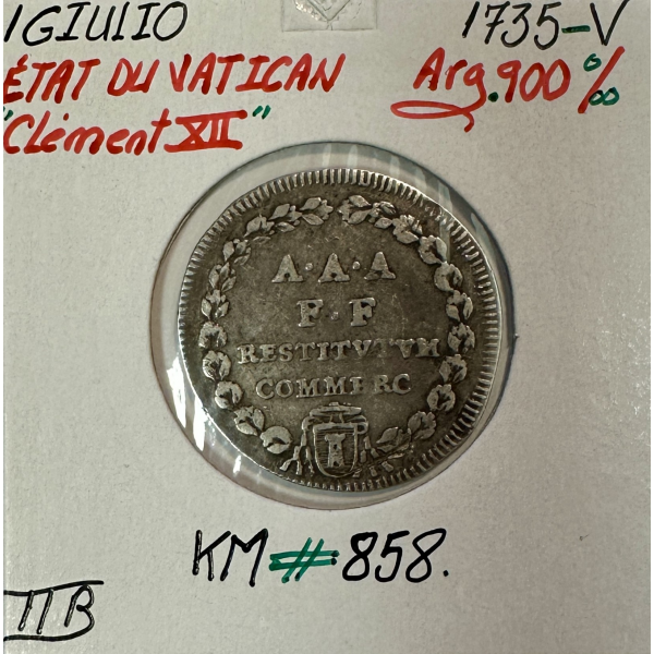 VATICAN - 1 GIULIO 1735 V - Pièce de...