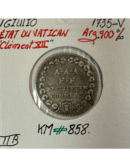VATICAN - 1 GIULIO 1735 V - Pièce de Monnaie en Argent // Qualité : TTB