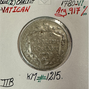VATICAN - 2 CARLINI 1780 VI - Pièce de Monnaie en Argent...