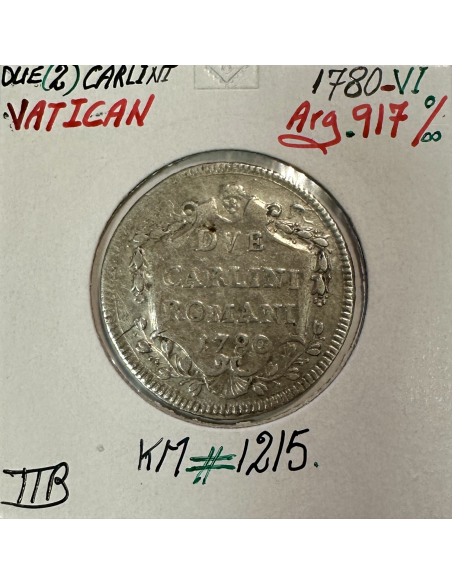 VATICAN - 2 CARLINI 1780 VI - Pièce de Monnaie en Argent // Qualité : TTB