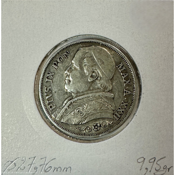VATICAN - 2 LIRE 1867 R (Pape PIE IX)...