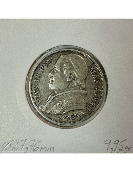 VATICAN - 2 LIRE 1867 R (Pape PIE IX) Monnaie en Argent // TTB (REF 1)