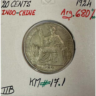 INDOCHINE FRANCAISE - 20 CENT 1924 - Monnaie en Argent //...