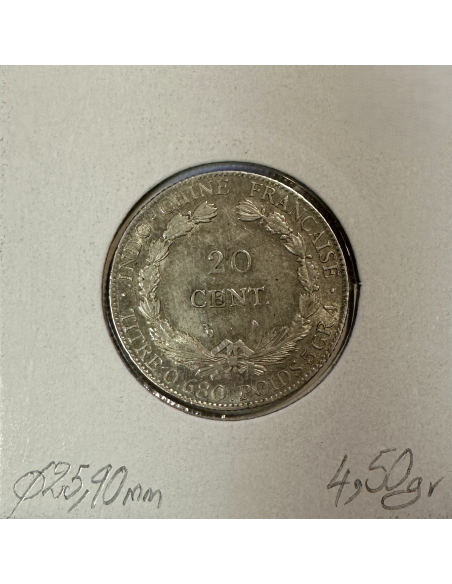 INDOCHINE FRANCAISE - 20 CENT 1924 - Monnaie en Argent // TTB