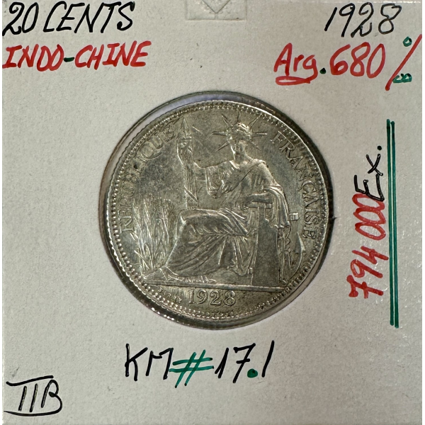 INDOCHINE FRANCAISE - 20 CENT 1928 -...