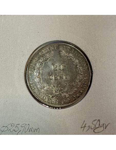 INDOCHINE FRANCAISE - 20 CENT 1928 - Monnaie en Argent // TTB
