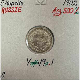 RUSSIE - 5 KOPEKS 1902 - Pièce de Monnaie en Argent //...