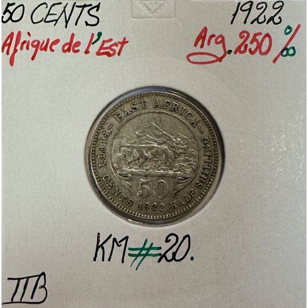 AFRIQUE DE L'EST - 50 CENTS 1922 -...