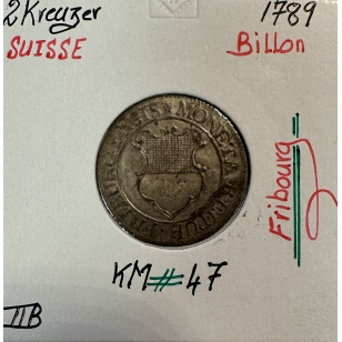 SUISSE FRIBOURG - 2 KREUZER 1789 - Pièce de Monnaie en...