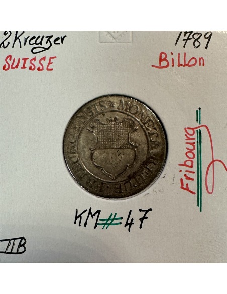 SUISSE FRIBOURG - 2 KREUZER 1789 - Pièce de Monnaie en Billon // Qualité : TTB