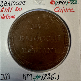 VATICAN - 2 BAIOCCHI 1797 (ND) Monnaie en Cuivre //...