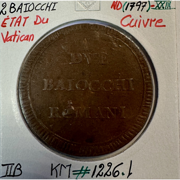 VATICAN - 2 BAIOCCHI 1797 (ND)...