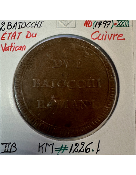 VATICAN - 2 BAIOCCHI 1797 (ND) Monnaie en Cuivre // Qualité : TTB