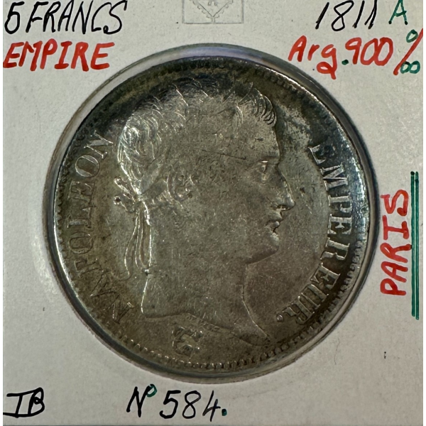 5 FRANCS EMPIRE - 1811A - Pièce de...