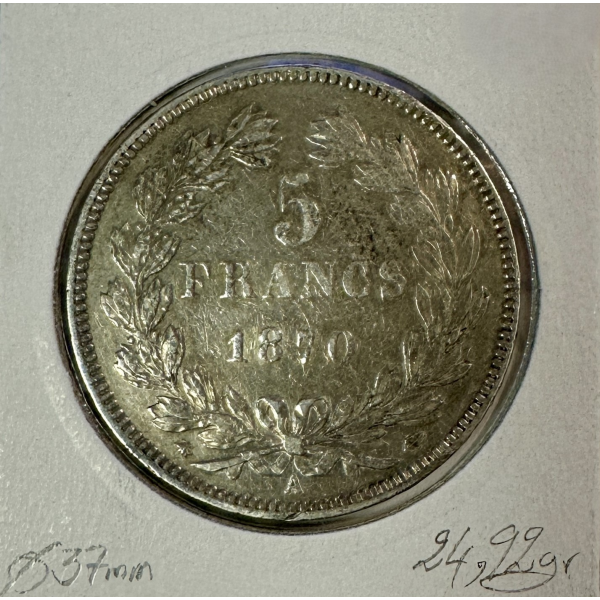5 FRANCS CERES - 1870A - Sans Légende...