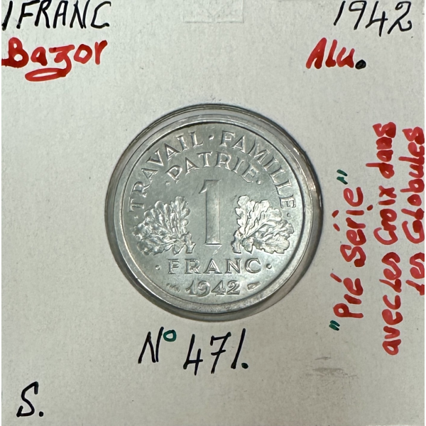 1 FRANC BAZOR 1942 - Monnaie en...