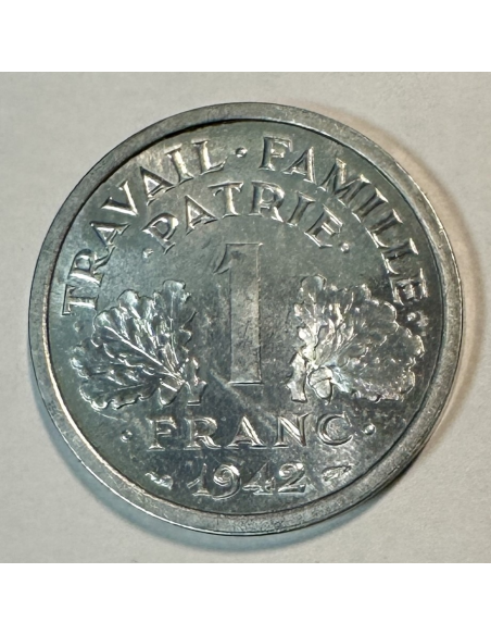1 FRANC BAZOR 1942 - Monnaie en Aluminium // VARIETE (Pré Série)