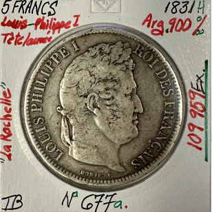 5 FRANCS LOUIS-PHILIPPE Ier - 1831 H - Monnaie en Argent...