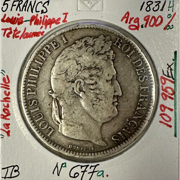 5 FRANCS LOUIS-PHILIPPE Ier - 1831 H...