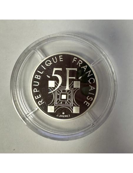 5 FRANCS TOUR EIFFEL (1989) Pièce de monnaie en ARGENT sous capsule // BE