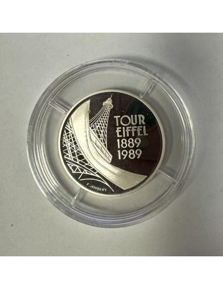 5 FRANCS TOUR EIFFEL (1989) Pièce de monnaie en ARGENT sous capsule // BE