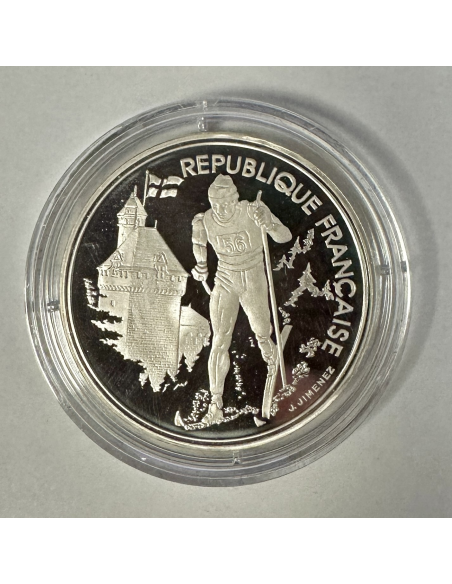 100 FRANCS COMMEMORATIVE (1991) Ski de Fond / Château - Monnaie en Argent (BE)