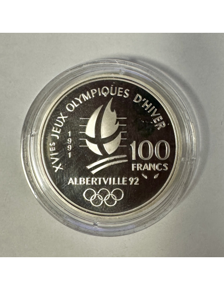 100 FRANCS COMMEMORATIVE (1991) Ski de Fond / Château - Monnaie en Argent (BE)