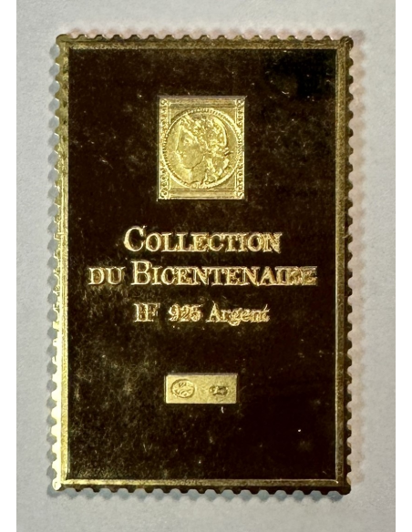 Lingot argent doré or fin - Réplique du Timbre N°1100 (Jean Moulin) REF O