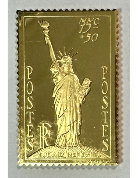 Lingot argent doré or fin - Réplique du Timbre N°309 (Statue de la Liberté) R K