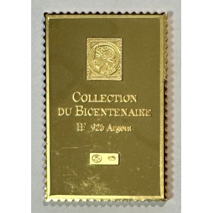 Lingot argent doré or fin - Réplique du Timbre N°309... 2