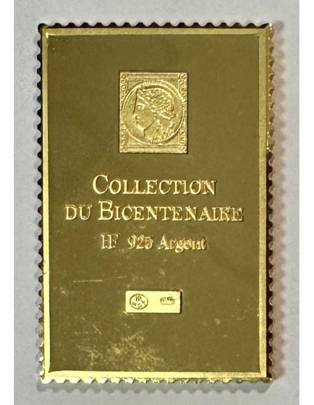 Lingot argent doré or fin - Réplique du Timbre N°309 (Statue de la Liberté) R K