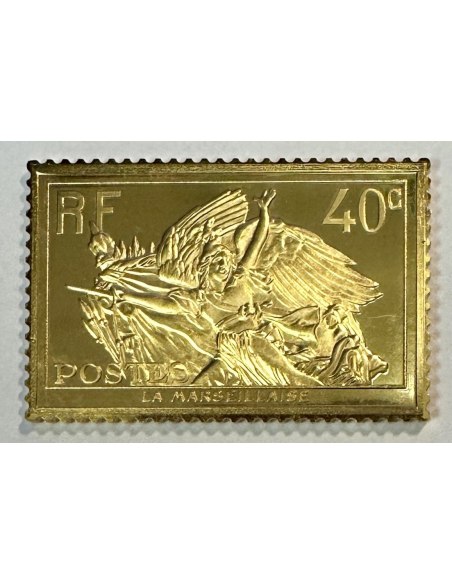 Lingot argent doré or fin - Réplique du Timbre N°315 (Marseillaise de Rude) R J