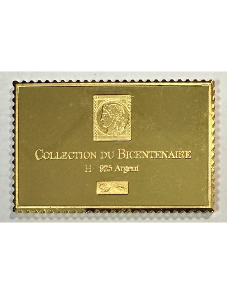 Lingot argent doré or fin - Réplique du Timbre N°425 (Le Clémenceau) REF E