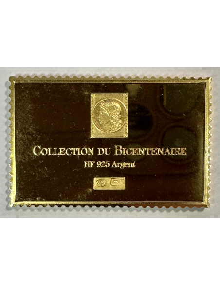 Lingot argent doré or fin - Réplique du Timbre N°444 (Jeu de Paume) REF H