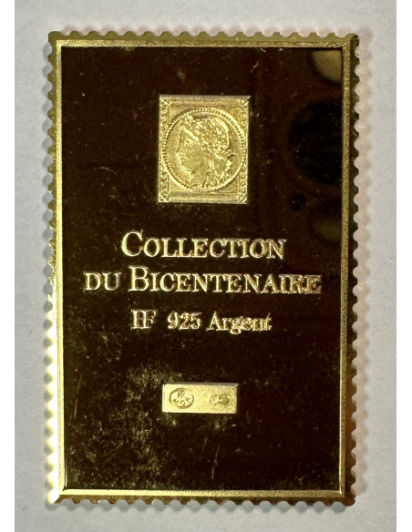 Lingot argent doré or fin - Réplique du Timbre N°455 (Maréchal Foch) REF M