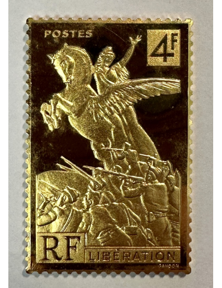 Lingot argent doré or fin - Réplique du Timbre N°669 (Libération) REF Q