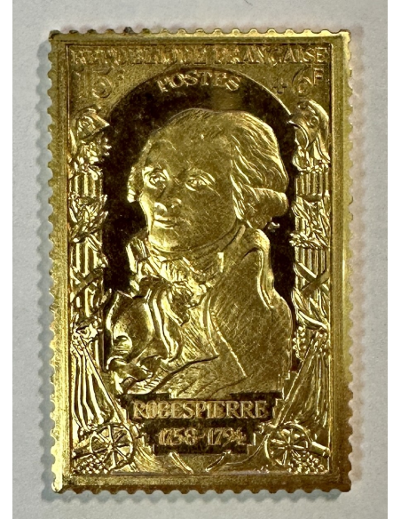 Lingot argent doré or fin - Réplique du Timbre N°871 (Robespierre) REF I