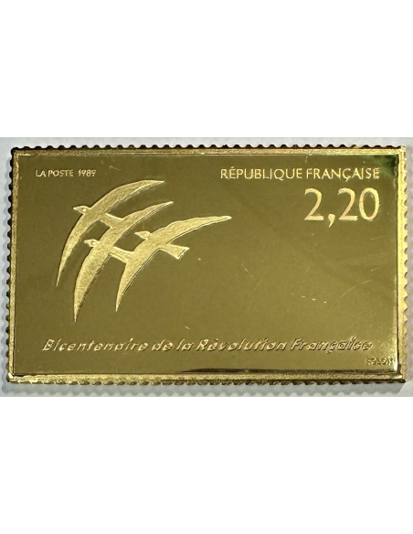 Lingot argent doré or fin - Réplique du Timbre N°2524 (Philexfrance 89) REF A