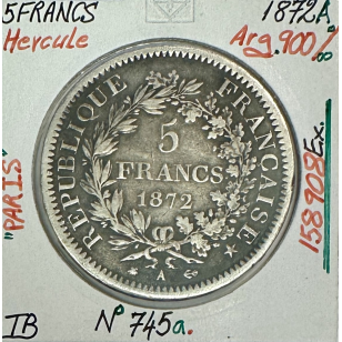5 FRANCS HERCULE - 1872A - Pièce de monnaie en Argent //...