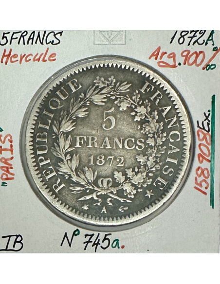 5 FRANCS HERCULE - 1872A - Pièce de monnaie en Argent // Qualité : TB