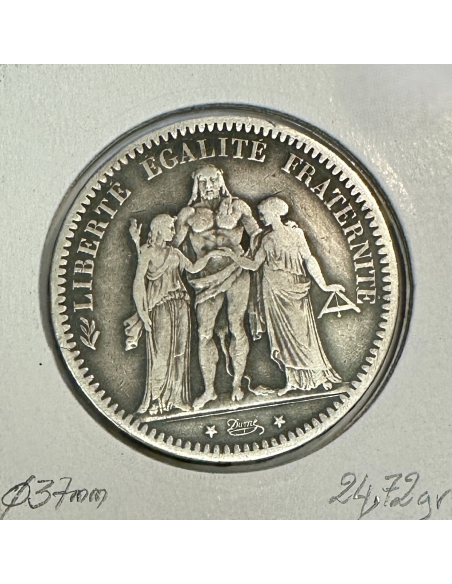 5 FRANCS HERCULE - 1872A - Pièce de monnaie en Argent // Qualité : TB