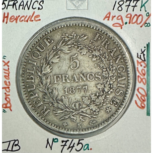 5 FRANCS HERCULE - 1877K - Pièce de monnaie en Argent //...
