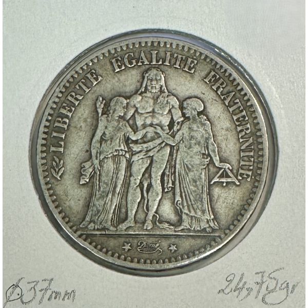 5 FRANCS HERCULE - 1877K - Pièce de...