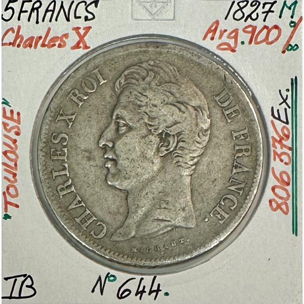 5 FRANCS CHARLES X (1827 M) Pièce de...